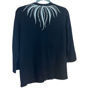 Bob Mackie Wearable Art Beaded 3/4 Length Black Cardigan Size Médium